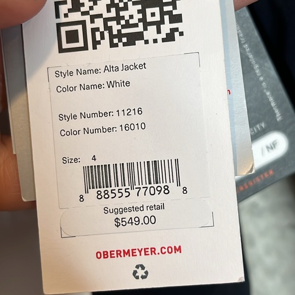 NWT Obermeyer Womens White/Brown/Black Colorblock Alta Jacket Size 4 - Picture 10 of 13